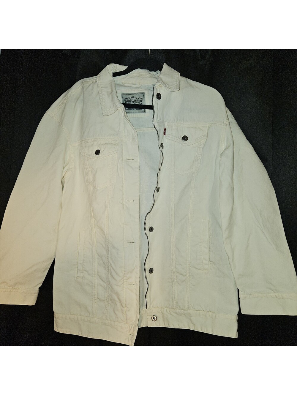 LEVI'S WOMENS BEIGE Cream TRUCKER DENIM JACKET SIZE M